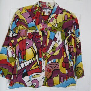 Ultimate Design Jacket Artsy Bohemian Vintage Colorful Size XL